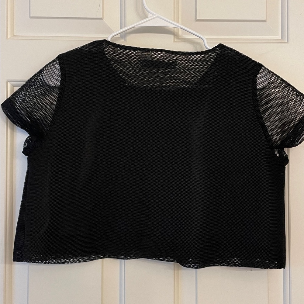 7115 By Szeki New York black sheer mesh cropped top Medium - Picture 5 of 7